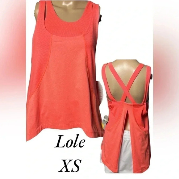LOLE FAYLINN coral open back racerback tank top , activewear, built in  bra - Picture 1 of 12